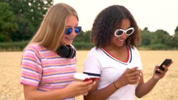 Zpomalení Sledování Pohybu Videoklip Hezké Blondýny Smíšené Rasy Teenager Mladé — Stock video