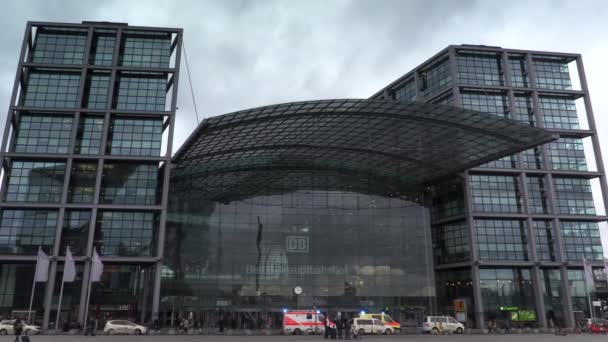 Timelapse Hauptbahnhoff Railway Station Berlín Alemania Febrero 2020 Vídeo Lapso — Vídeo de stock