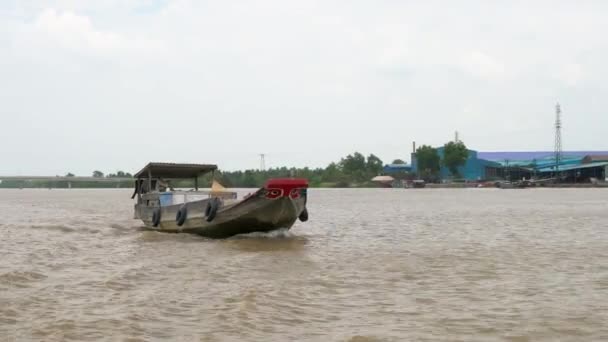 Traditional Vietnamese Boat Auf Dem Mekong River Vietnam April 2018 — Stockvideo