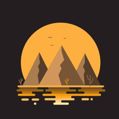 Vektör yaz doğa çöl yatay, düz çizim 