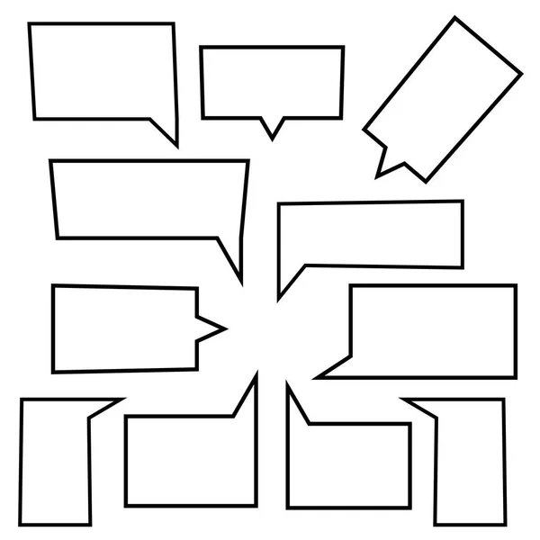 Set dari gelembung Speech ikon linear dalam bentuk persegi panjang - Stok Vektor