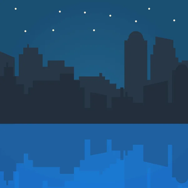 Night city vector illustration in flat style design — Stock Vector