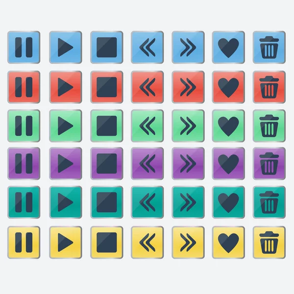 Conjunto de botones de colores brillantes iconos para el diseño web — Vector de stock