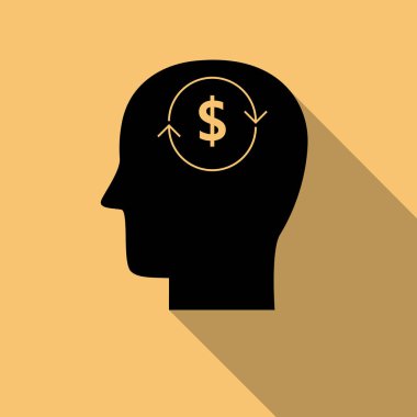 Siyah kafa uzun gölge ile Doları simge vektör simgesi ile