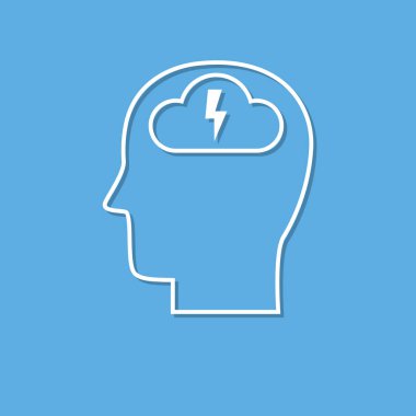 Kafa simgesi Beyaz kağıttan kesilmiş, beyin fırtınası