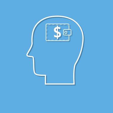 Beyaz kağıt kesme Doları sembol simge ile baş