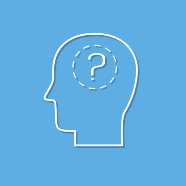 İnsan kafası ve soru işareti beyaz kağıt kesme