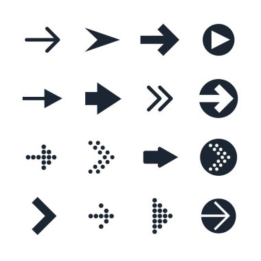 Vector set of black different Arrows Icon clipart