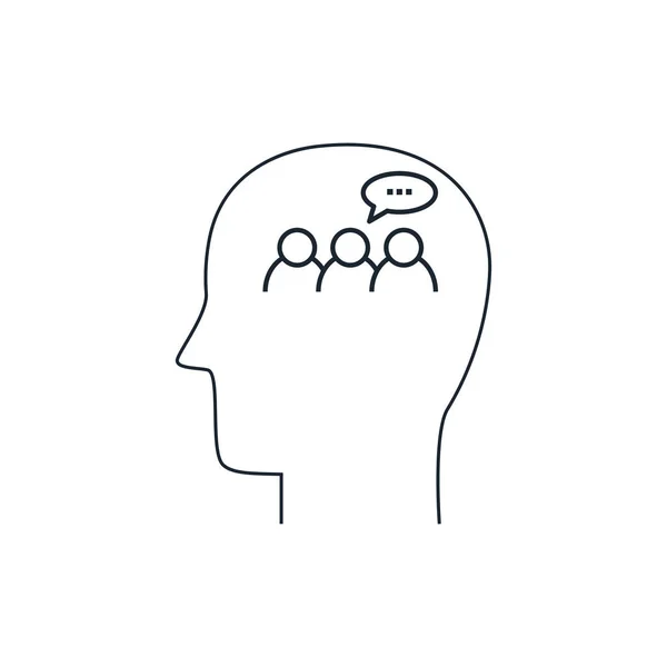 Icono de mente humana, concepto de discusión, diseño plano, estilo de línea delgada — Vector de stock