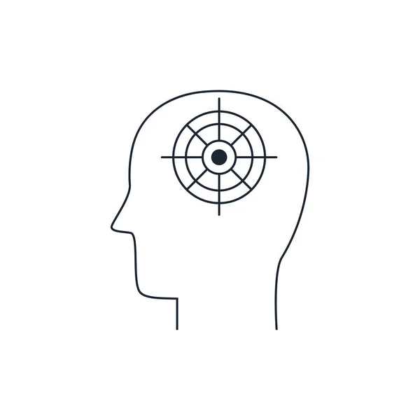 Icono de la mente humana, estilo de línea delgada, diseño plano — Archivo Imágenes Vectoriales