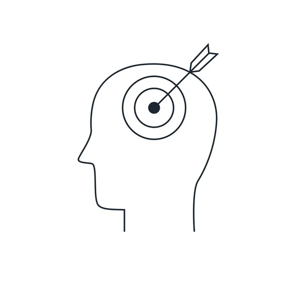 Ícone da mente humana, conceito de propósito, estilo de linha fina, design plano — Vetor de Stock