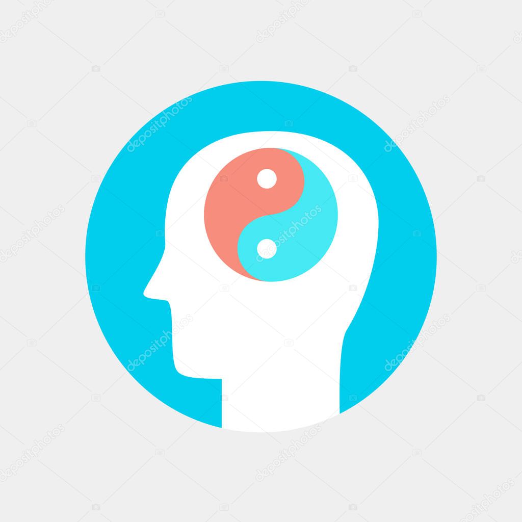 Human head icon ,harmony concept flat style