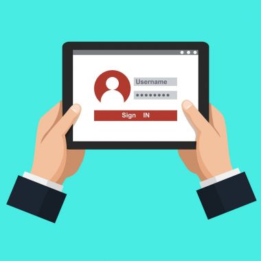 Oturum açma kavramı, veri koruma, Internet güvenlik simgesi, infograph