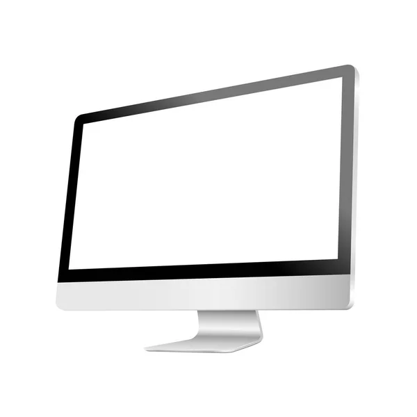 Monitor realista computador moderno isolado no fundo branco — Vetor de Stock