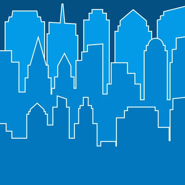 Elegante silhouette blu città moderna in linea d'arte — Vettoriale Stock