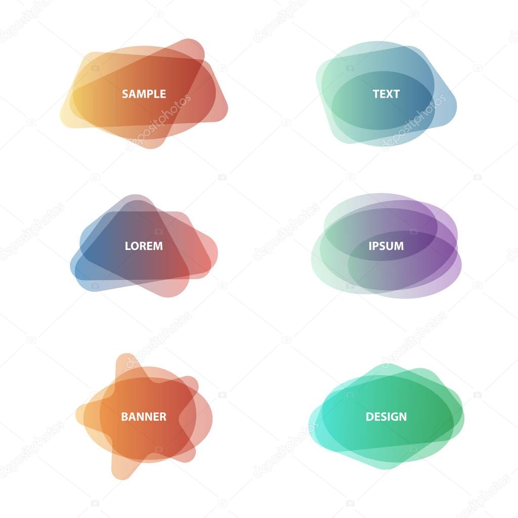 Vector set of pale colors different shapes abstract banners