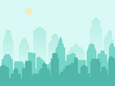 Şehir silueti cityscape ve sabah sis