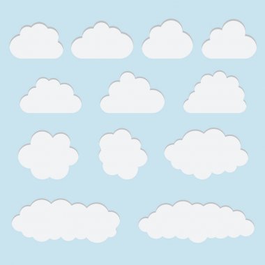 Beyaz bulut simgeler, işaretler, hava sym kesilmiş kağıt topluluğu