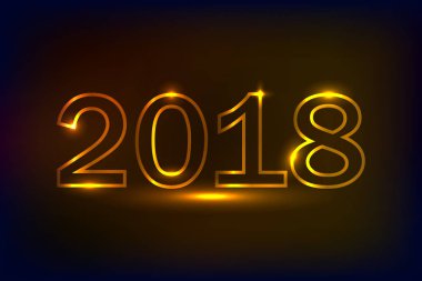 Altın 2018 yeni yıl tasarım, neon ışıkları etkisi