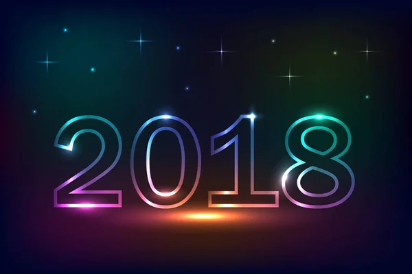 2018 Diseño de Año Nuevo, efecto de luces de neón — Vector de stock