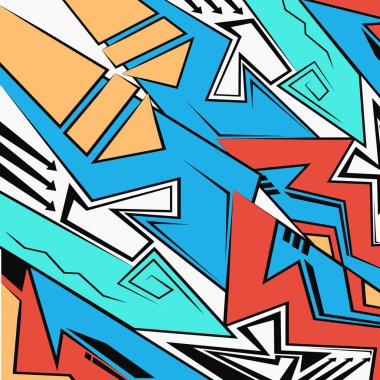 Soyut geometrik fütüristik parlak arkaplan, Graffiti çizimi