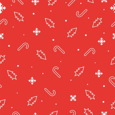 Kar taneleriyle, Noel ağaçlarıyla kusursuz bir Noel deseni. 