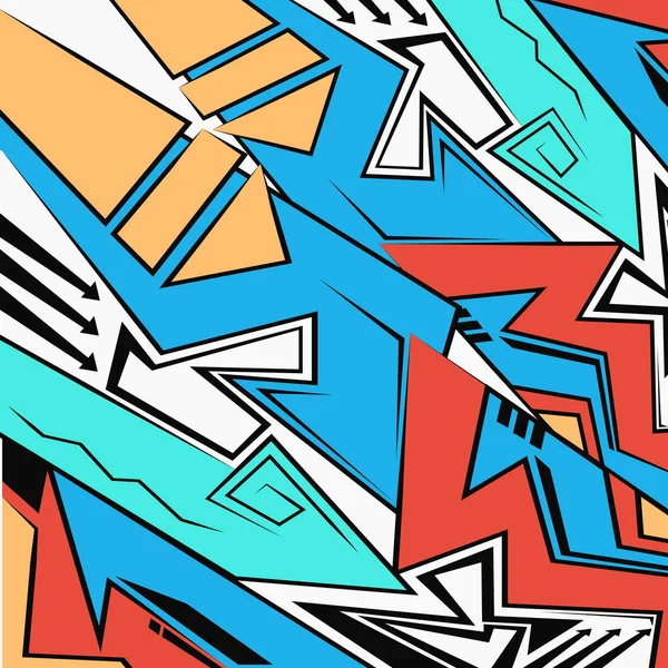 Fondo brillante futurista geométrico abstracto, dibujo de graffiti — Vector de stock