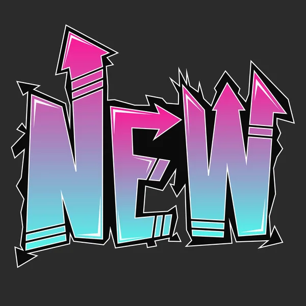 NOUVEAU mot-signe, lettrage, style graffiti à main levée, dégradé tendance — Image vectorielle