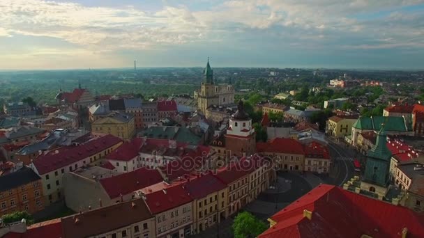 Lublin - de oude stad gezien vanaf een bird's eye view — Stockvideo