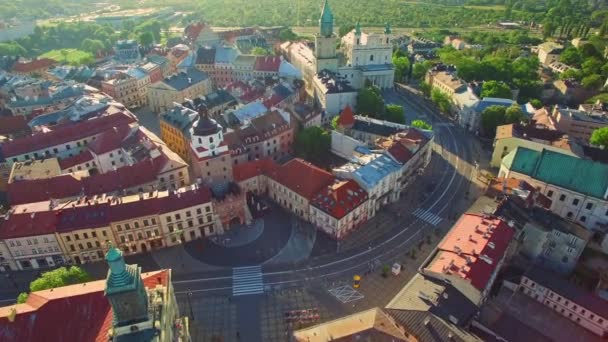 Lublin - Flug über die Altstadt — Stockvideo