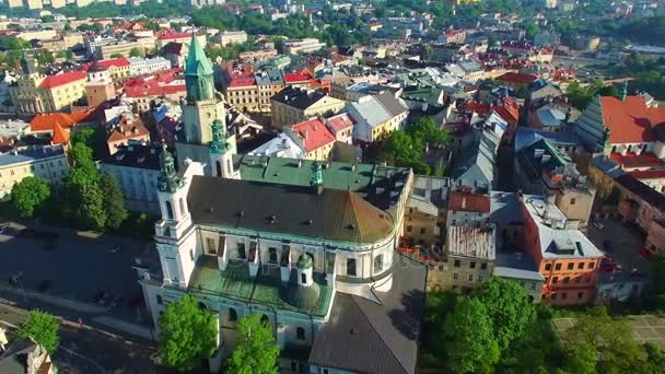 Lublin - la vieja ciudad vista desde la vista de un pájaro — Vídeo de stock