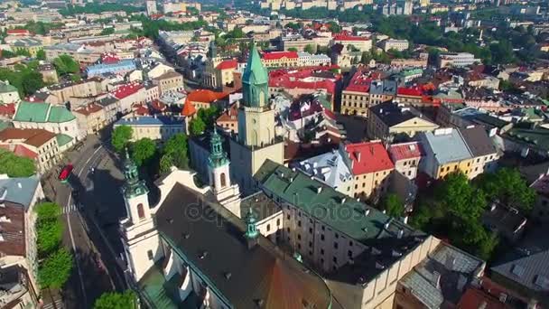 Lublin - gamla staden sett ur ett fågelperspektiv — Stockvideo