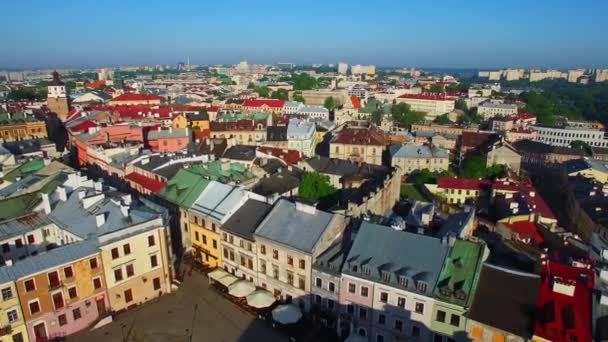 Lublin - de oude stad gezien vanuit de lucht — Stockvideo