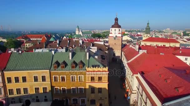 Lublin - vuelo sobre el casco antiguo — Vídeo de stock