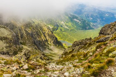 Dağ doruklarına sis. Tatra vadi sis.