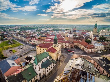Lublin old town from the air. Attractions Lublin. clipart