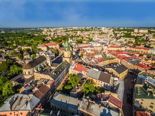 Lublin old town from the air. Attractions Lublin. — Stock Photo, Image