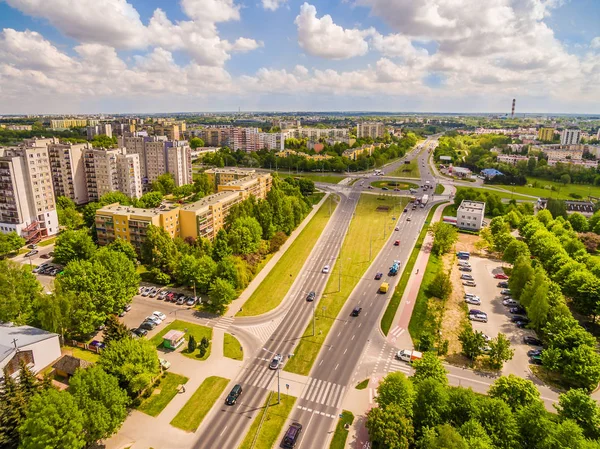 Lublin - uçak fotoğraflar. Sokak John Paul II havadan gördün Lublin.