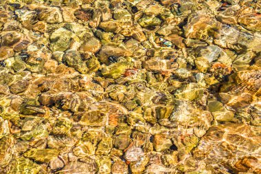 Su içinde taşlar. Taşlık Plajı. Su üzerine renkli düşünceler.