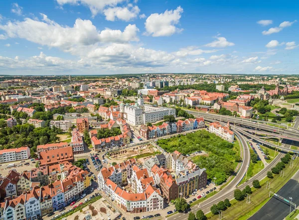 Szczecin - el paisaje del casco antiguo con un castillo. Vista aérea de Szczecin . —  Fotos de Stock