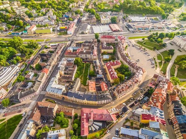 Lublin - old city from the bird's eye view. Townhouses and buildings near Lubelskie Castle. — Stock Photo, Image