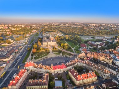Lublin, görünür Lublin Kalesi, kale Meydanı ve eski kent ile.