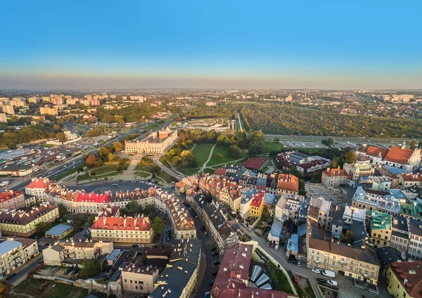 Landscape of Lublin from a bird\'s eye view. Old town in Lublin with visible castle.