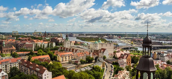 Štětín Pohled Baziliky Město Hrad Řeka Odra Krajina Štětín Hlediska — Stock fotografie