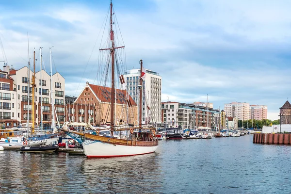 Gdansk Stepce Canal Prédios Cidade Marina Paisagem Urbana Com Uma — Fotografia de Stock