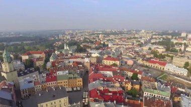 Lublin bir kuş bakışı üzerinden. Eski şehir ve Grodzka street, Lublin bir uçuş. Ünlü yerler ve truistic olarak görülen hava etkinlikler.