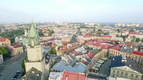 卢布林 从空中的老城全景 旅游部分的卢布林 从空中看到的著名地方和 Truistic — 图库视频影像