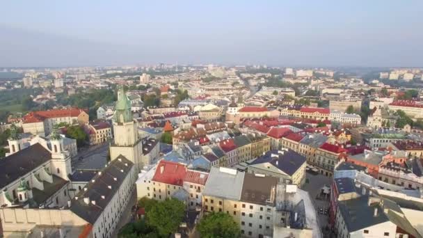 Krajobraz Lublina Powietrza Stare Miasto Lublinie Charakterystyczne Miejsca Lotu Ptaka — Wideo stockowe