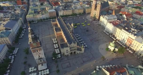 Cracovia Ciudad Vieja Del Aire Plaza Del Mercado Sukiennice Desde — Vídeo de stock