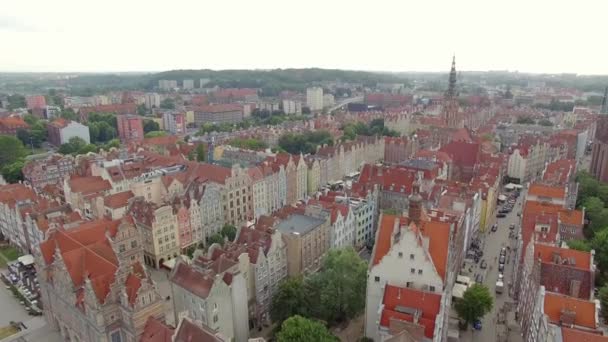 Gdańsk Lotu Ptaka Stare Miasto Gdańsku Widok Powietrza Znanych Miejsc — Wideo stockowe